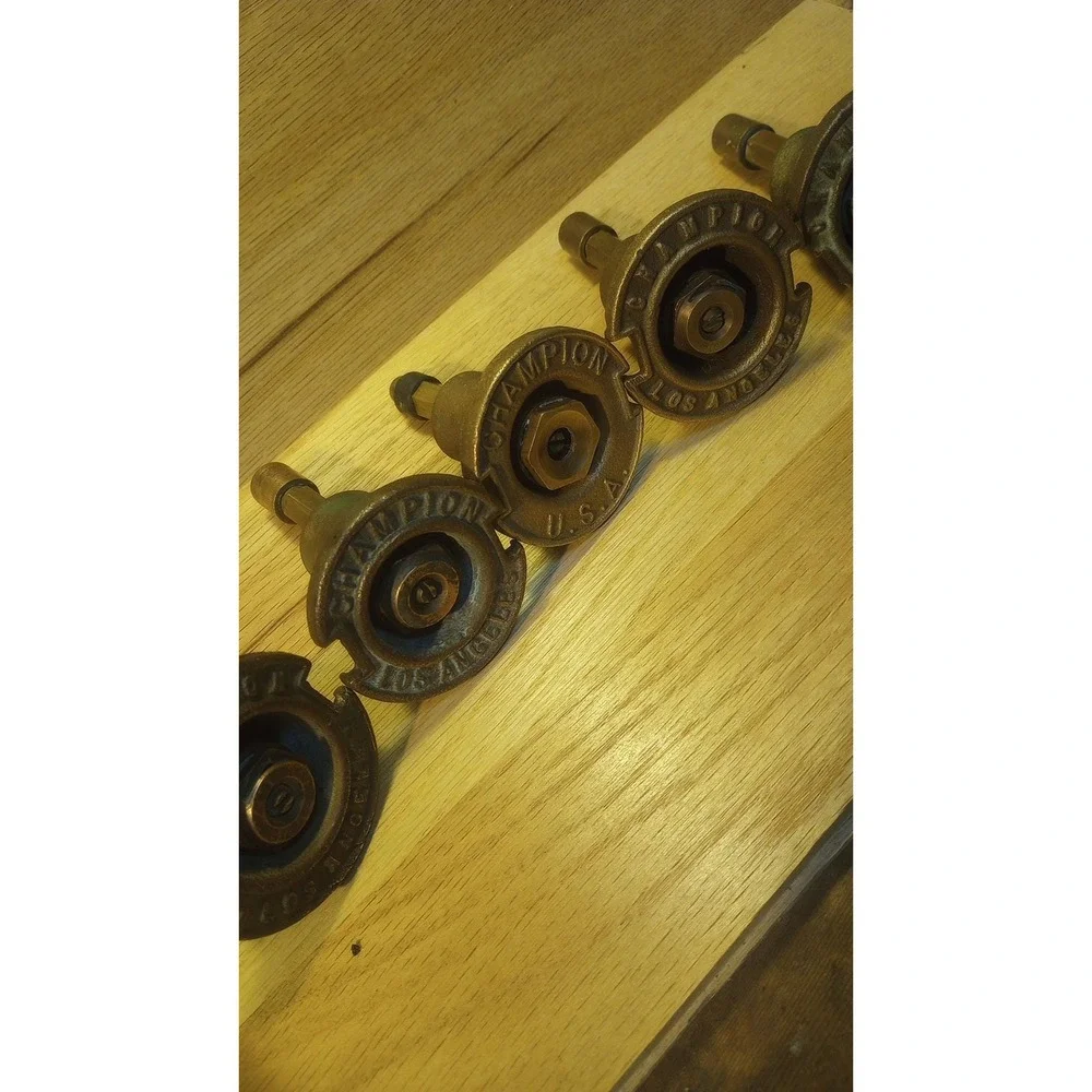 Master Restorer Set: 5 Polished Champion LA Brass Sprinkler Heads & Original...